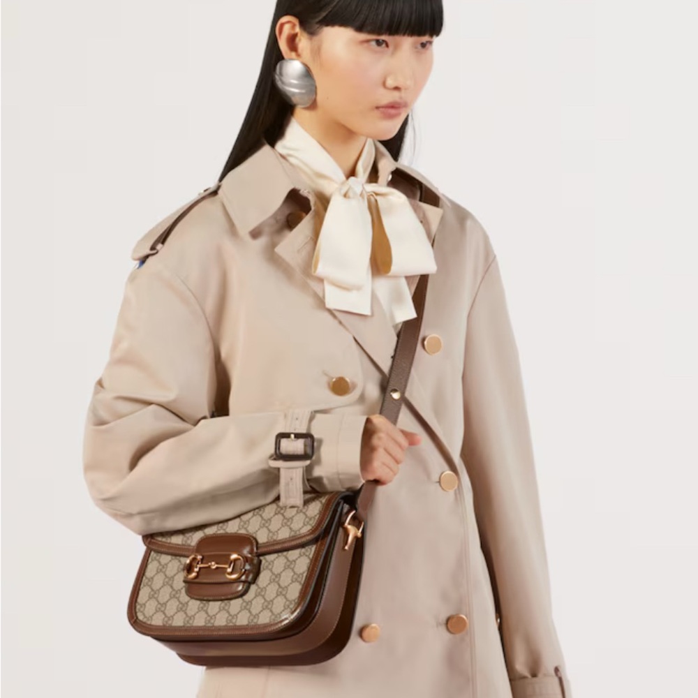 Gucci Brown and Cream Shoulder Bag Horsebit 1955